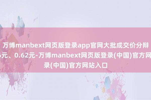 万博manbext网页版登录app官网大批成交价分辩为0.56元、0.62元-万博manbext网页版登录(中国)官方网站入口